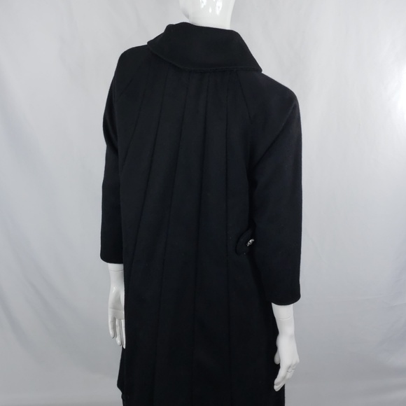 Vintage 60s Wool Long Coat Rhinestone buttons - Picture 5 of 8